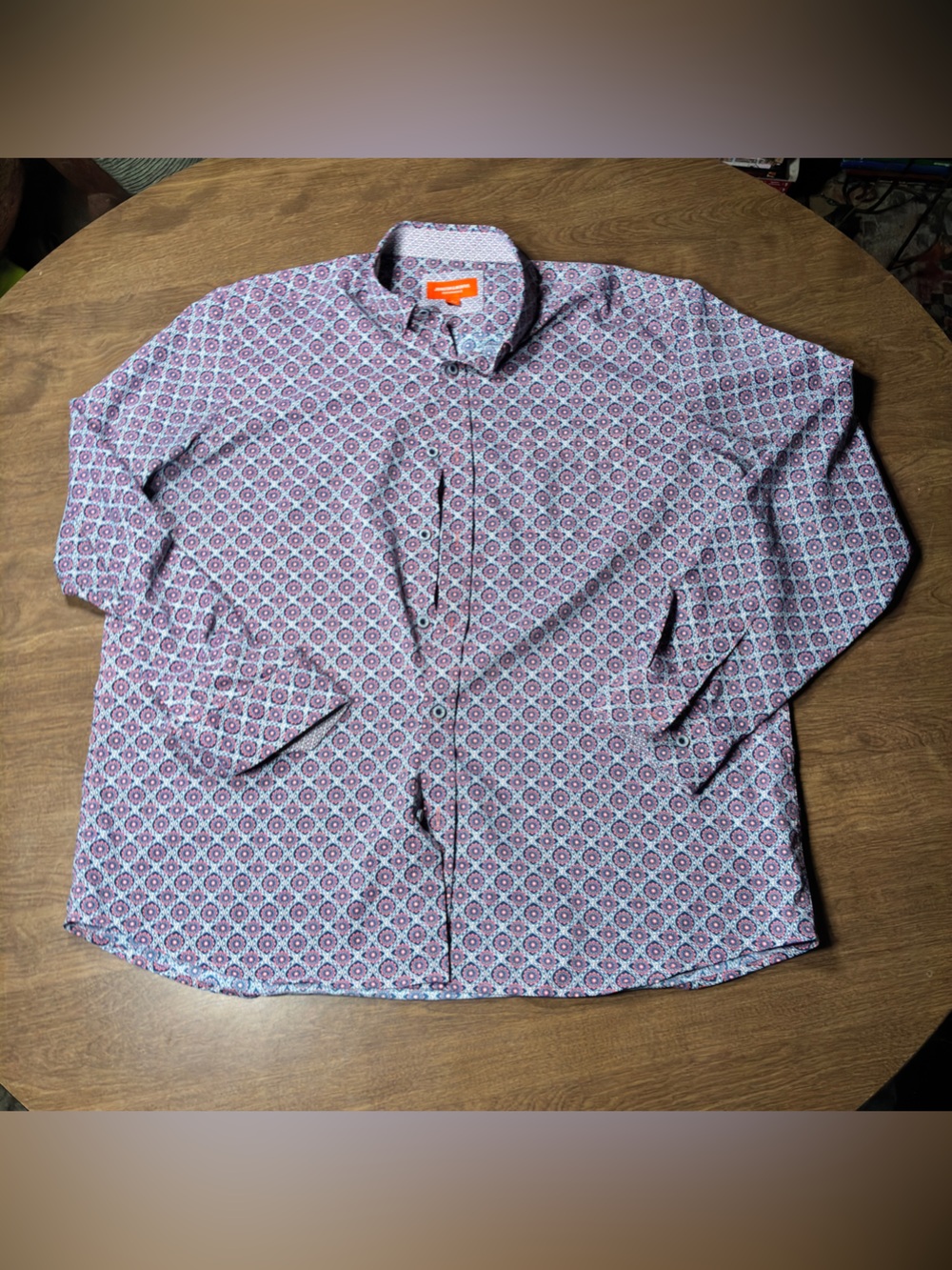 Johnson & Murphy Performance Geometric Stretch Shirt Mens XL Button Up White J&M